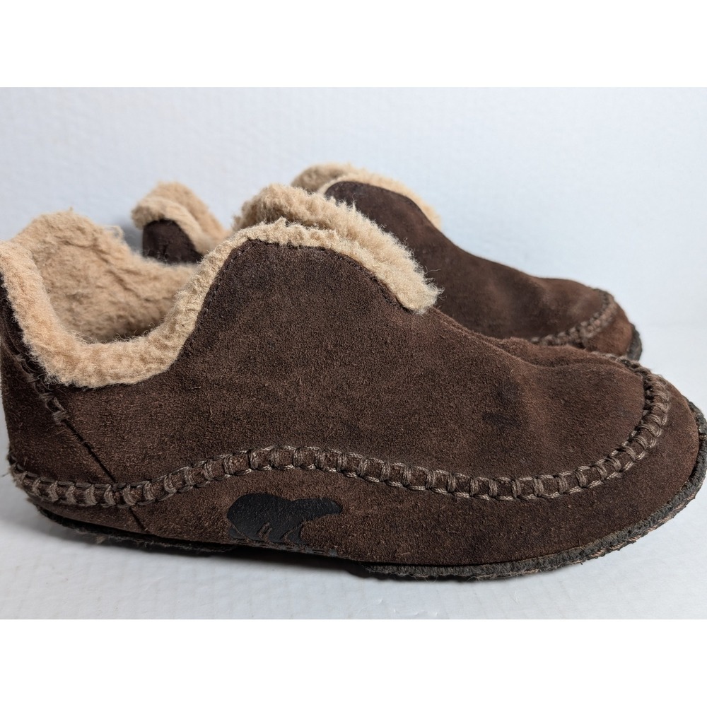 Sorel Men's Size 10 Brown Suede Shearling Lined Slippers Moccasin House Shoes